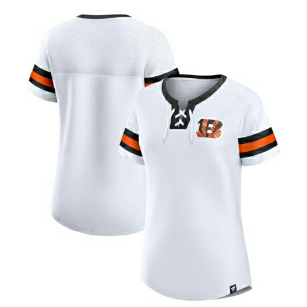 NWT Fanatics White Cincinnati Bengals Sunday Best Lace-Up T-Shirt- L